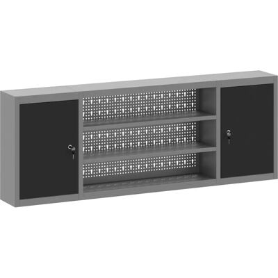 vidaXL Wandmontierter Werkstattschrank Grau Schwarz 150x20x55cm Stahl vidaXL Wandmontierter Werkstattschrank Grau Schwarz 150x20x55cm Stahl