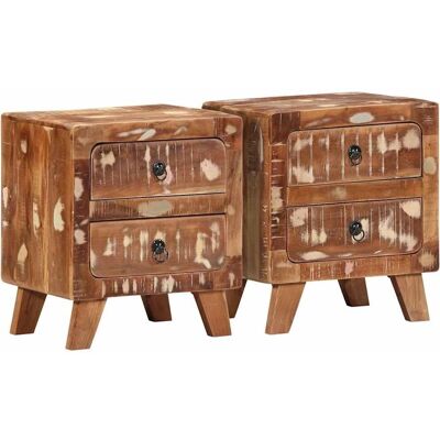 vidaXL Nachttisch 2 Stk Massives Recyceltes Holz - Nachttisch vidaXL Nachttisch 2 Stk Massives Recyceltes Holz - Nachttisch