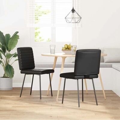 vidaXL 7409 Ensemble de 2 chaises de salle à manger en similicuir noir vidaXL 7409 Ensemble de 2 chaises de salle à manger en similicuir noir
