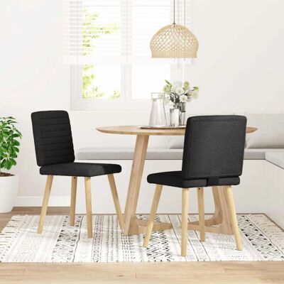 vidaXL Esszimmerstühle - Set aus 2 Schwarze Stoffstühle vidaXL Esszimmerstühle - Set aus 2 Schwarze Stoffstühle