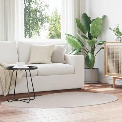 vidaXL Beige Polyester Antiskli Ovaltæppe 120x170 cm vidaXL Beige Polyester Antiskli Ovaltæppe 120x170 cm