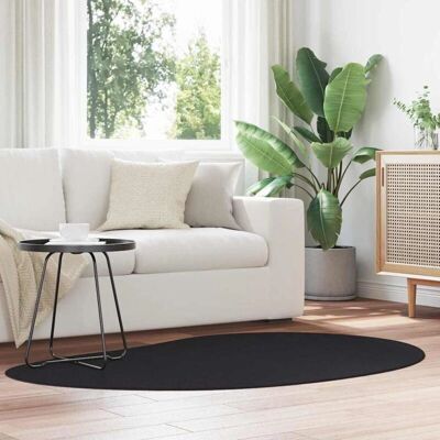 vidaXL 120x170 cm Schwarzer Polyester-Antirutsch-Teppich - Teppich vidaXL 120x170 cm Schwarzer Polyester-Antirutsch-Teppich - Teppich