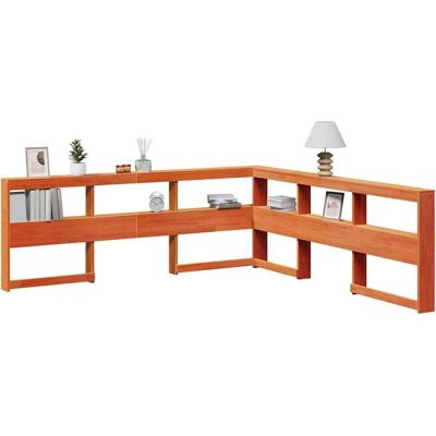 vidaXL Braune L-Form Kopfteil mit Bücherregal - Kopfteil für Schlafzimmer vidaXL Braune L-Form Kopfteil mit Bücherregal - Kopfteil für Schlafzimmer