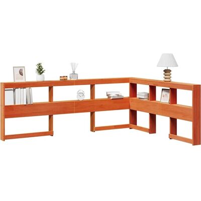 vidaXL Kopfteil mit Bücherregal L-Form Wachsbraun - Schlafzimmer vidaXL Kopfteil mit Bücherregal L-Form Wachsbraun - Schlafzimmer
