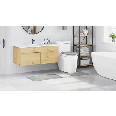 vidaXL Graue Mikrofaser-Badezimmermatte 3-teilig - Badezimmermatte vidaXL Graue Mikrofaser-Badezimmermatte 3-teilig - Badezimmermatte
