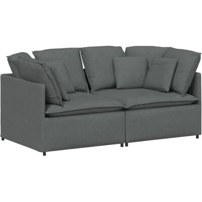 vidaXL Modulares Sofa mit Kissen in Dunkelgrau - Modular Sofa vidaXL Modulares Sofa mit Kissen in Dunkelgrau - Modular Sofa