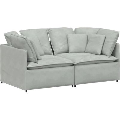 vidaXL Modular Leren Bank - Lichtgrijs vidaXL Modular Leren Bank - Lichtgrijs