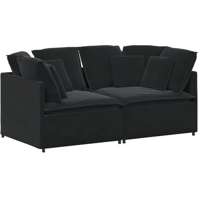 vidaXL Modulares Sofa mit Kissen Samt Schwarz - Sofa vidaXL Modulares Sofa mit Kissen Samt Schwarz - Sofa