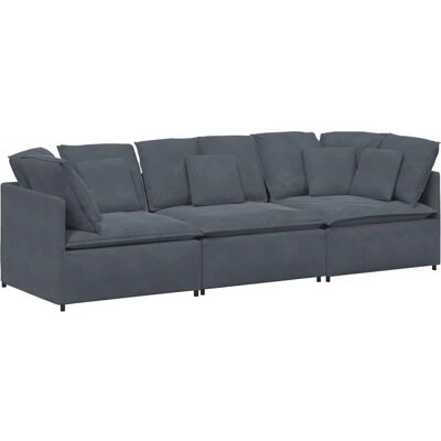vidaXL Modulares Sofa mit Kissen - Samt Grau - Wohnzimmer vidaXL Modulares Sofa mit Kissen - Samt Grau - Wohnzimmer