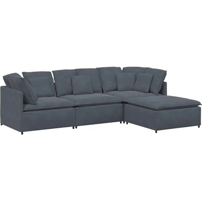 Vidaxl - Canapé modulable avec ottomane et coussins - Gris foncé - Publicité Vidaxl - Canapé modulable avec ottomane et coussins - Gris foncé - Publicité