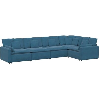 VIDAXL Modulair Velvet Blauw Bank - Modular Sofa VIDAXL Modulair Velvet Blauw Bank - Modular Sofa