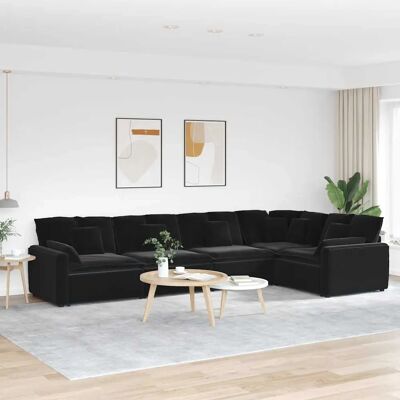 vidaXL - Modulares Sofa - Samt Schwarz - Fünf Module - Sofa vidaXL - Modulares Sofa - Samt Schwarz - Fünf Module - Sofa
