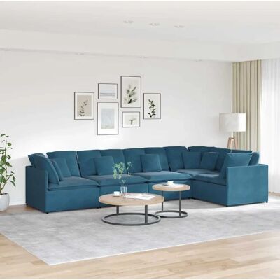 vidaXL Modulares Samtsofa in Blau - Lounge & Sectional vidaXL Modulares Samtsofa in Blau - Lounge & Sectional
