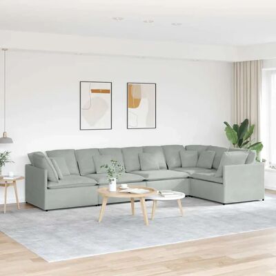 vidaXL Modulares Samtsofa in Hellgrau vidaXL Modulares Samtsofa in Hellgrau