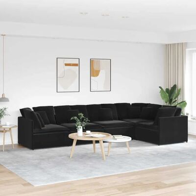 vidaXL Modulares Sofa mit Kissen - Schwarz - Sofa vidaXL Modulares Sofa mit Kissen - Schwarz - Sofa