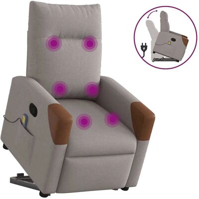 vidaXL Fauteuil - Taupe Grijs - Handmatige Verstelling - Massage - 135° vidaXL Fauteuil - Taupe Grijs - Handmatige Verstelling - Massage - 135°