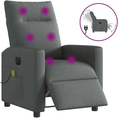 VidaXL Akzentstuhl - Dunkelgraues Stoff-Recliner mit Massagefunktion VidaXL Akzentstuhl - Dunkelgraues Stoff-Recliner mit Massagefunktion