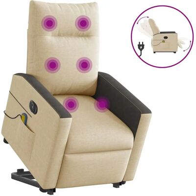VidaXL Accent Stoel - Crème - Verstelbare Massage & Lift VidaXL Accent Stoel - Crème - Verstelbare Massage & Lift