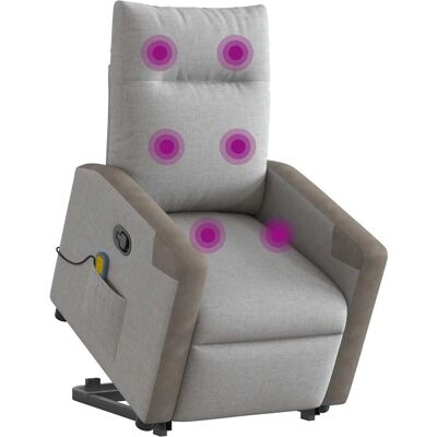 vidaXL Massagesessel mit Aufstehhilfe Wolkengrau Stoff - Relaxsessel vidaXL Massagesessel mit Aufstehhilfe Wolkengrau Stoff - Relaxsessel