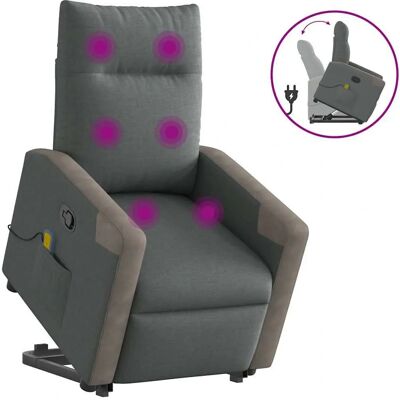 VidaXL akcentowy fotel - Ciemnoszary - Regulowany, Masaż, Podnoszenie - Meble VidaXL akcentowy fotel - Ciemnoszary - Regulowany, Masaż, Podnoszenie - Meble