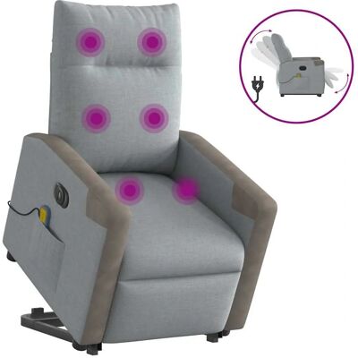 vidaXL Accent Stoel - Model 3324105, Lichtgrijs Stoffen, Recliner, Massage, Lift - Meubels vidaXL Accent Stoel - Model 3324105, Lichtgrijs Stoffen, Recliner, Massage, Lift - Meubels