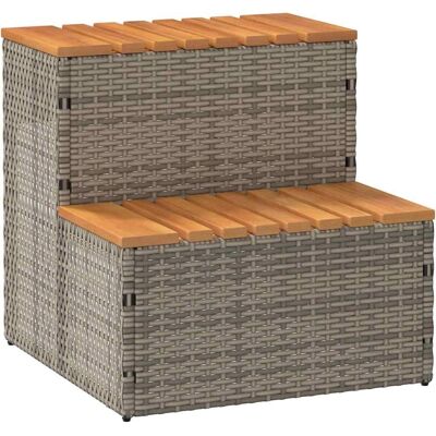 vidaXL Whirlpooltrede Grijs 50x50x50,5 cm Poly Rattan Acacia Massief vidaXL Whirlpooltrede Grijs 50x50x50,5 cm Poly Rattan Acacia Massief