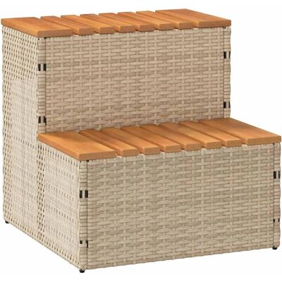 vidaXL Whirlpooltreppe 50X50X50,5 Cm Poly Rattan Akazie Massiv Farbe: Beige vidaXL Whirlpooltreppe 50X50X50,5 Cm Poly Rattan Akazie Massiv Farbe: Beige