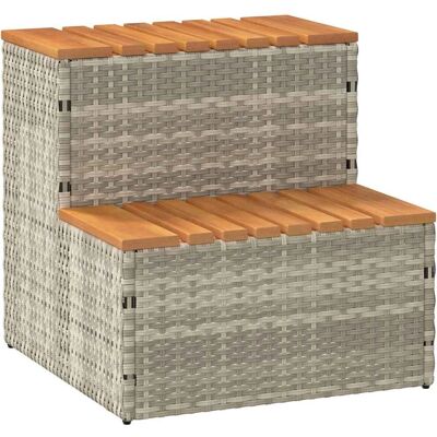 vidaXL Hot Tub Step Lichtgrijs 50x50x50.5 cm Poly Rattan Massief Acacia vidaXL Hot Tub Step Lichtgrijs 50x50x50.5 cm Poly Rattan Massief Acacia