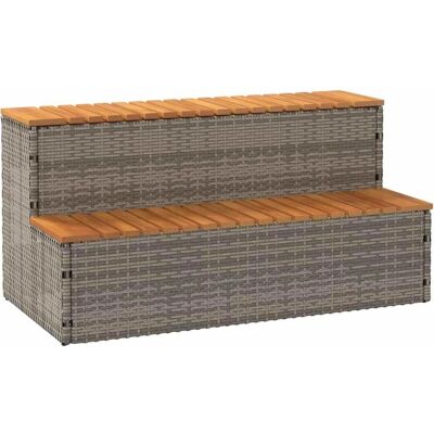 vidaXL Hot Tub Step Grijs 50x50x50.5 cm Poly Rattan en Massief Acacia vidaXL Hot Tub Step Grijs 50x50x50.5 cm Poly Rattan en Massief Acacia