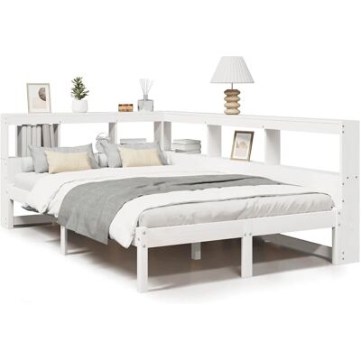 vidaXL Bett mit Stauraum - Massives Kiefernholz, Platzsparend L-Form vidaXL Bett mit Stauraum - Massives Kiefernholz, Platzsparend L-Form