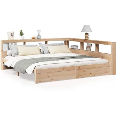 vidaXL Bed with Storage L-Shaped Pine - Bed vidaXL Bed with Storage L-Shaped Pine - Bed