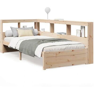vidaXL Bed with Bookshelf - 90x190 cm - Pine - Space-saving vidaXL Bed with Bookshelf - 90x190 cm - Pine - Space-saving
