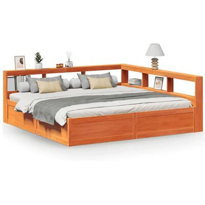 vidaXL Bed with Bookcase Headboard - Solid Wood Pine - Space-Saving Design vidaXL Bed with Bookcase Headboard - Solid Wood Pine - Space-Saving Design