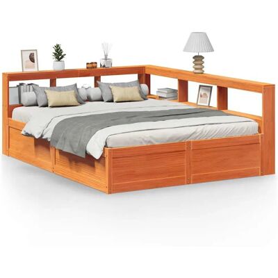 vidaXL Bed with Bookcase Headboard - Solid Wood Pine - Space-Saving L-Shape vidaXL Bed with Bookcase Headboard - Solid Wood Pine - Space-Saving L-Shape