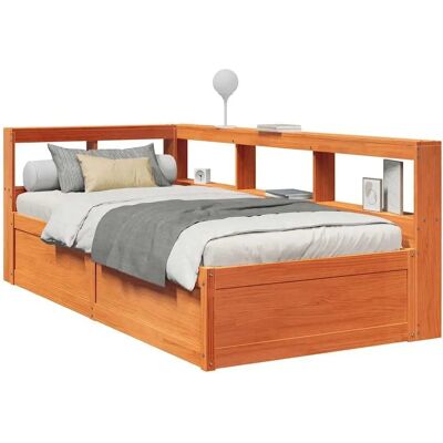 vidaXL Bed with Bookcase - Brown - 90x190 cm vidaXL Bed with Bookcase - Brown - 90x190 cm
