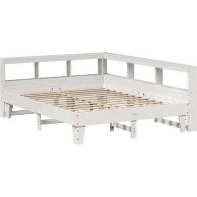vidaXL Wit 160x200cm Boekenplank Bed - Zonder Matras vidaXL Wit 160x200cm Boekenplank Bed - Zonder Matras