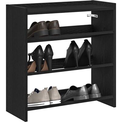 vidaXL Black 60x25x62 cm Engineered Wood Shoe Rack - Shoe Storage vidaXL Black 60x25x62 cm Engineered Wood Shoe Rack - Shoe Storage