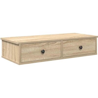 vidaXL Sonoma Oak Wall Shelf with Drawers - Wall Shelf with Drawers vidaXL Sonoma Oak Wall Shelf with Drawers - Wall Shelf with Drawers