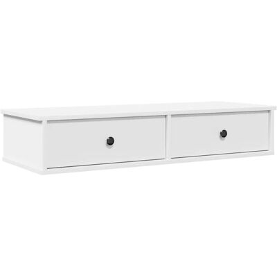 vidaXL Wall Shelf with Drawers White - Wall Shelf with Drawers vidaXL Wall Shelf with Drawers White - Wall Shelf with Drawers