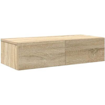 vidaXL Sonoma Oak Wall Shelf with Drawers - 60x26.5x15 cm - Wall Shelf vidaXL Sonoma Oak Wall Shelf with Drawers - 60x26.5x15 cm - Wall Shelf