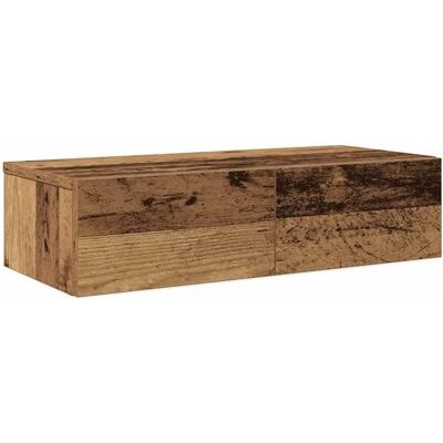 vidaXL 60x26.5x15cm Old Wood Wall Shelf with Drawers - Wall Shelf with Drawers vidaXL 60x26.5x15cm Old Wood Wall Shelf with Drawers - Wall Shelf with Drawers