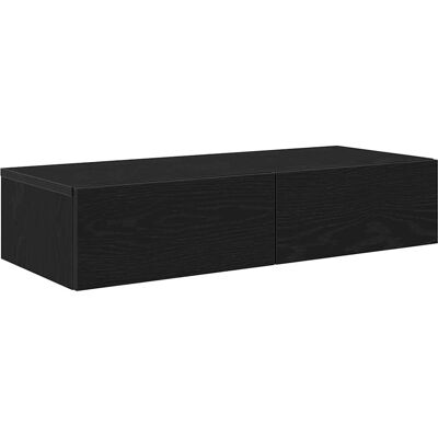 vidaXL Wandregal mit Schubladen Schwarz 80x33x17 cm Holzwerkstoff - Wall Shelf vidaXL Wandregal mit Schubladen Schwarz 80x33x17 cm Holzwerkstoff - Wall Shelf