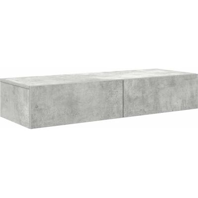 vidaXL Wall Shelf with Drawers Concrete Grey 100x36x19 cm Engineered Wood - Wall Shelf with Drawers vidaXL Wall Shelf with Drawers Concrete Grey 100x36x19 cm Engineered Wood - Wall Shelf with Drawers