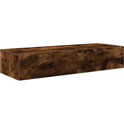vidaXL Rookeiken Wandplank met Lades - 100x36x19 cm - Opberg- & Decoratieplank vidaXL Rookeiken Wandplank met Lades - 100x36x19 cm - Opberg- & Decoratieplank