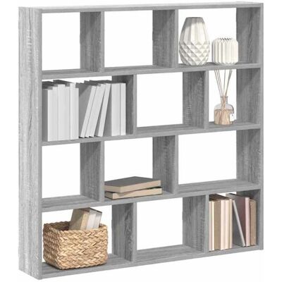 vidaXL Estante de pared en cubo 12 compartimentos gris sonoma - Estantería vidaXL Estante de pared en cubo 12 compartimentos gris sonoma - Estantería