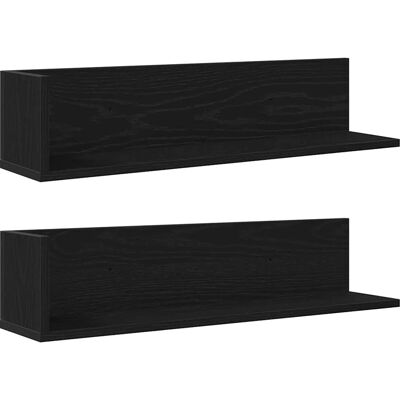vidaXL Wall Shelves 2 pcs Black 75x16.5x16.5 cm Engineered Wood - Wall Shelves vidaXL Wall Shelves 2 pcs Black 75x16.5x16.5 cm Engineered Wood - Wall Shelves
