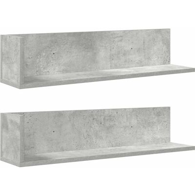 vidaXL Wandplanken 2 stuks Beton Grijs 75x16,5x16,5 cm Spaanplaat - Wandplanken vidaXL Wandplanken 2 stuks Beton Grijs 75x16,5x16,5 cm Spaanplaat - Wandplanken