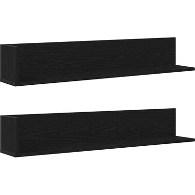 vidaXL Wandregale 2 Stk. Schwarz 100x16,5x16,5 cm Holzwerkstoff - Wand Shelves vidaXL Wandregale 2 Stk. Schwarz 100x16,5x16,5 cm Holzwerkstoff - Wand Shelves