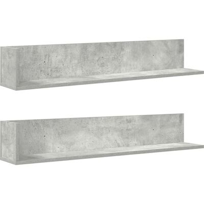 Estantes de pared 2 uds madera gris hormigón 100x16,5x16,5 cm - Estantes de pared vidaXL - Publicité Estantes de pared 2 uds madera gris hormigón 100x16,5x16,5 cm - Estantes de pared vidaXL - Publicité