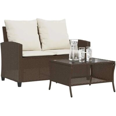 vidaXL Gartensofa 2-Sitzer mit Kissen & Tisch - Gartenmöbel vidaXL Gartensofa 2-Sitzer mit Kissen & Tisch - Gartenmöbel